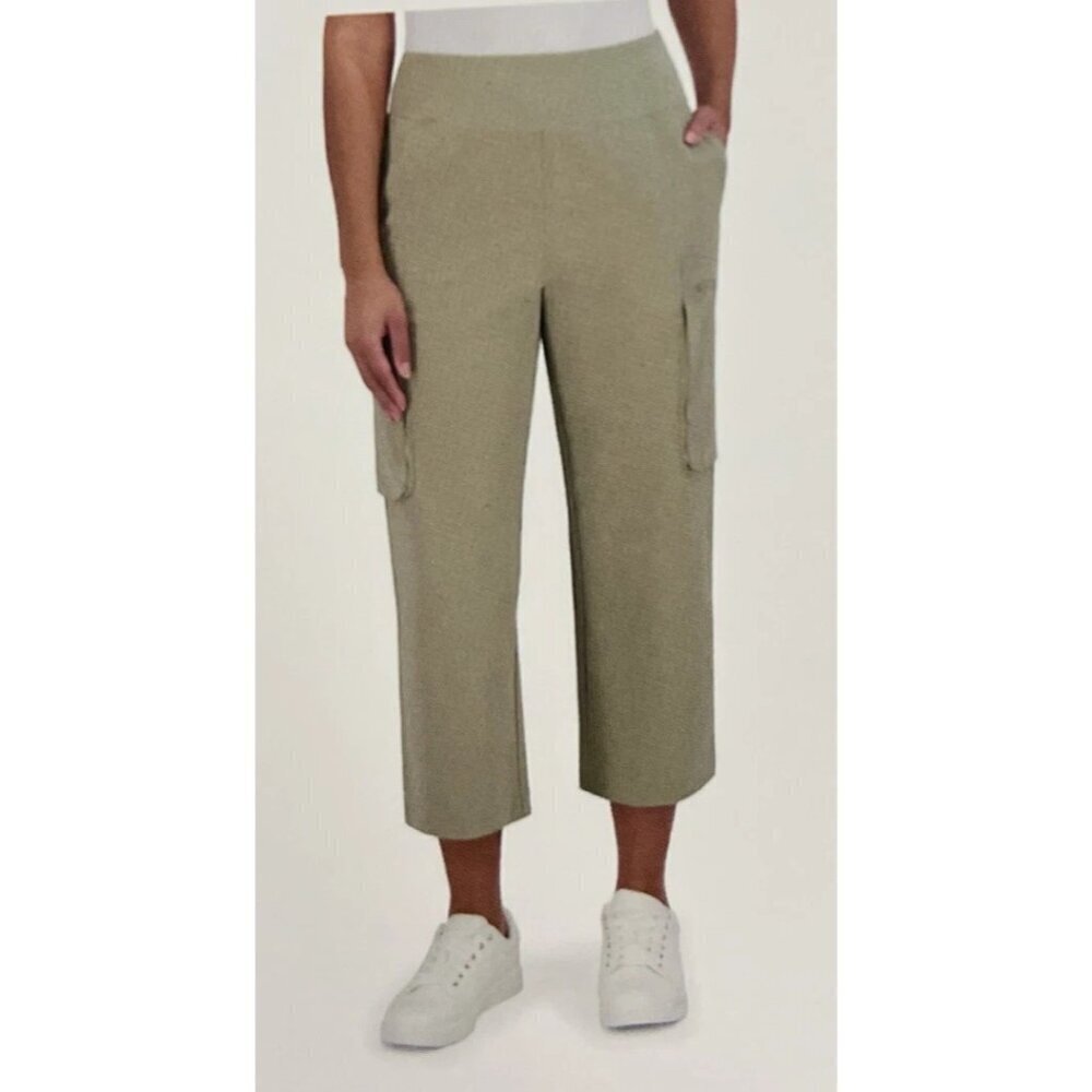 NEW Sage Collective Women's S Olive Green Wide-Leg Cargo Pants Textured